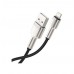 Cablu USB la Lightning Baseus CALJK-B01, Cafule Metal, Snur acoperit cu nailon, Quick Charge, 2 m, Negru
