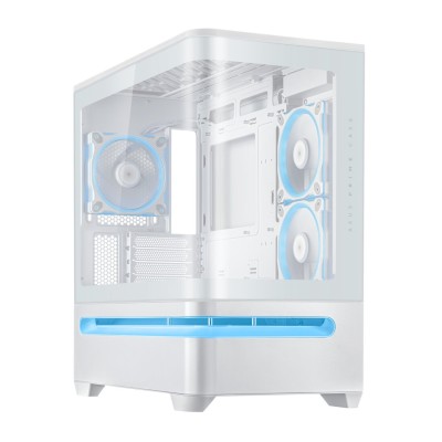 Carcasa ASUS PRIME AP202 Small Tower, sticlă securizată curbată, alb