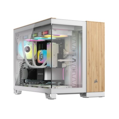Carcasa Corsair 2500X Mid Tower, sticlă securizată, White/Bamboo
