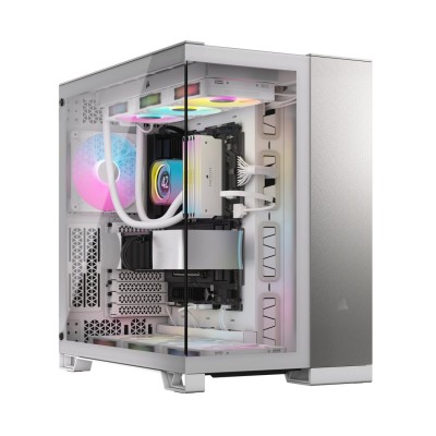 Carcasa Corsair 6500X Mid Tower, sticlă securizată, alb/gri satinat