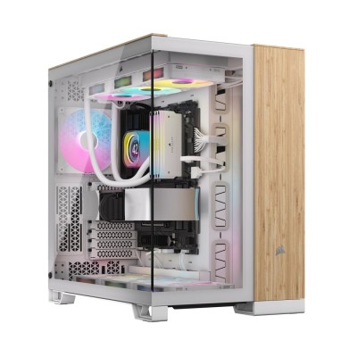 Carcasa Corsair 6500X Mid Tower, sticlă securizată, White/Bamboo