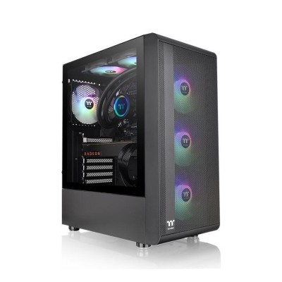 Carcasa Thermaltake S200, Tempered Glass, ARGB, ATX, Mid Tower, Neagra, Fara sursa