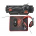 Kit Gaming Gembird GGS-UMG4-01, 4 in 1, USB, Tastatura Neagra+ Mouse Optic cu 2400 DPI + Casti Negru/Rosu + Mouse pad