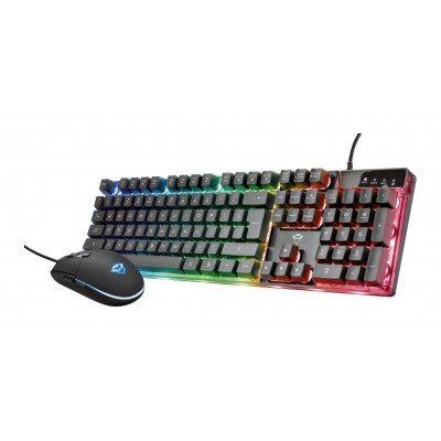 Kit Gaming Trust GXT 838 Azor, 2 in 1, Negru, USB, Tastatura cu Iluminare Rainbow + Mouse Optic cu 3000 DPI