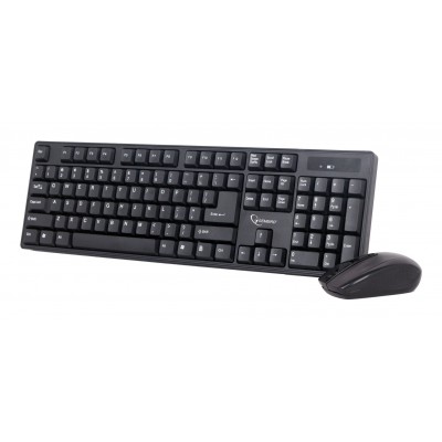 Kit Wireless Gembird KBS-W-01, 2 in 1, Negru, USB, Tastatura 104 taste + Mouse Optic cu 1000 DPI