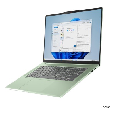 Laptop Lenovo IdeaPad Slim 5 cu procesor AMD Ryzen 7 7735HS până la 4.75GHz, 15.3" 1920 x 1200 px IPS, 60Hz, 16GB LPDDR5x, 512GB SSD, AMD Radeon 680M, Fără sistem de operare, Seafoam Green, 2 ani, Courier sau Carry-in