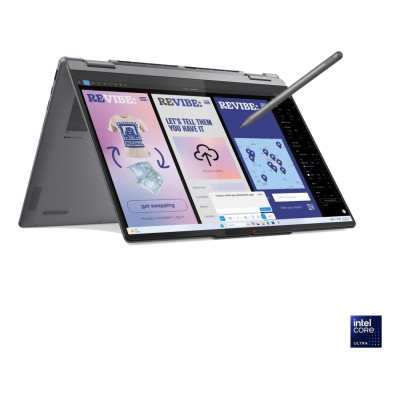 Laptop Lenovo Yoga 7 2-in-1 cu procesor Intel Core Ultra 7 până la 4.8GHz, 14" 2.8K OLED, 120Hz, Touch, 32GB LPDDR5x, 1TB SSD, Intel Arc Graphics, Windows 11 Home, Luna Grey, 2 ani, upgrade 3 ani Premium Care cu Onsite