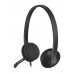 Casti cu microfon Logitech H340, cu fir, USB, noise canceling, negru