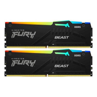 Memorie RAM Kingston FURY Beast RGB 64GB DDR5 5600MHz CL36, Kit Dual Channel 