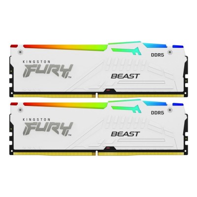 Memorie RAM Kingston FURY Beast RGB 32GB DDR5 6000MHz CL40, White, Kit Dual Channel 