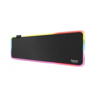 Mouse pad gaming Spacer SP-PAD-GAME-RGB-B, Iluminare RGB, Negru