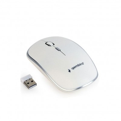 Mouse Wireless Gembird MUSW-4B-01-W, 1600 DPI, USB, Alb
