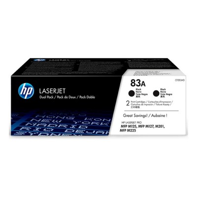 Pachet 2 tonere originale HP 83A Negru, CF283A, compatibil cu HP LaserJet Pro M127, M201