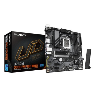 Placa de baza Gigabyte B760M DS3H WIFI6E GEN5, Intel LGA1700, B760, Micro-ATX, Wi-Fi 6E