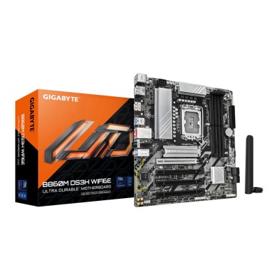 Placa de baza Gigabyte B860M DS3H WIFI6E, Intel LGA1851, B860, Micro-ATX, Wi-Fi 6E
