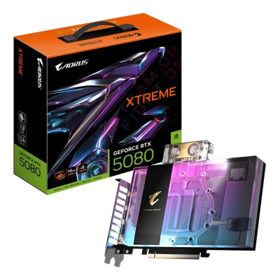 Placă Video GIGABYTE AORUS GEFORCE RTX 5080 XTREME WATERFORCE WB 16GB GDDR7 Water Block