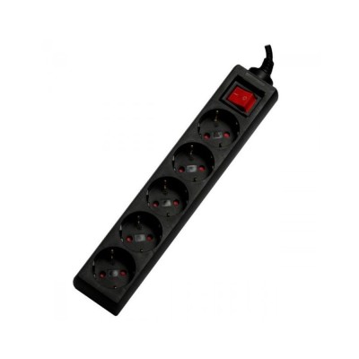 Prelungitor Spacer PP-5-30 v2, 5 x prize Schuko, Cablu 3 m, Protectie supratensiune, Protectie copii, Negru Prelungitor Spacer PP-5-30 v2, 5 x prize Schuko, Cablu 3 m, Protectie supratensiune, Protectie copii, Negru