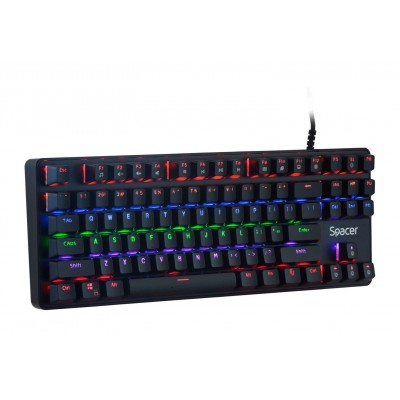 Tastatura mecanica Spacer Immortal, RGB, 87 taste, Blue Switch, Anti-spill, Neagra